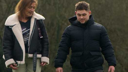 Palliative care social worker Sharon with a man she supported after his mum went into a hospice (a still from Social Work England's Change the Script campaign video) 