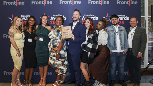 Coventry's unaccompanied asylum-seeking children’s service (photo: Frontline)|Photo: Frontline|||Pictured: Felicity, winner of the Young People award, with Jess Philips / Photo: Frontline