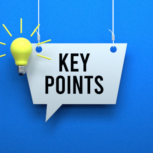 The words 'key points' on a speech bubble against a blue background