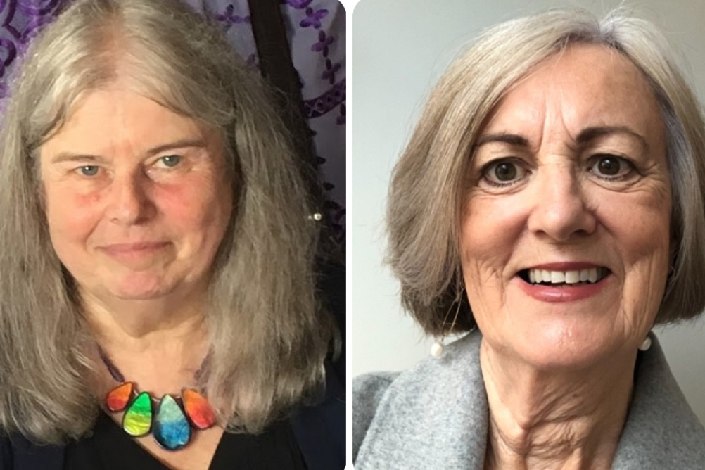 A collage featuring two female social workers, Liz Davies (left) and Gail Faulkner